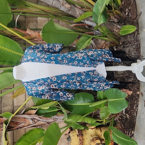 Lularoe turquiois blue floral Monroe kimono new with tags small - Picture 1 of 8